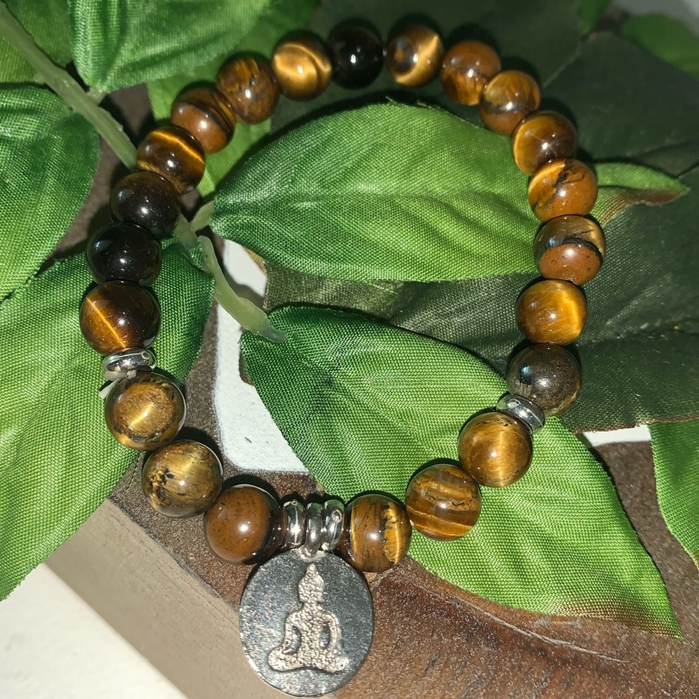 Natural healing gems, Buddha Tigers Eye bracelet